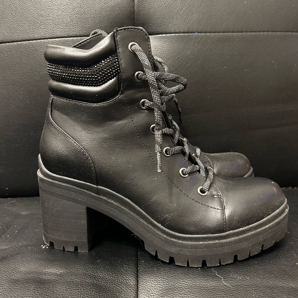 Women's Black Lace-Up Ankle Boots